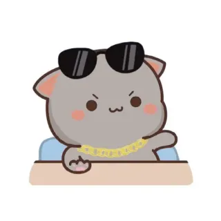 👀 gatto, occhiali da sole, catena, cartone animato, animale telegram sticker