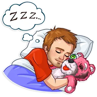 😴 ZZZ... schlafen, zzz, träumen, teddybär, bett, kissen telegram sticker
