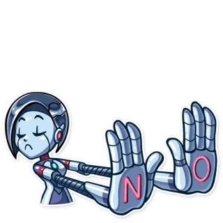 🙅 NO robot, no, reject, deny, android, cartoon, refuse telegram sticker
