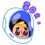 😓 宇宙飛行士, 宇宙, ヘルメット, 顔, 絵文字, 漫画 telegram sticker