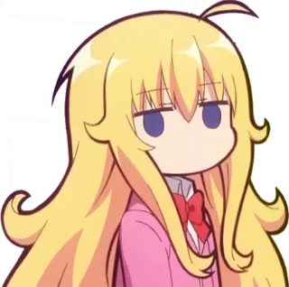 😶 anime, girl, blonde, expressionless, cartoon whatsapp sticker