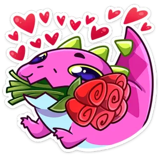😍 dragon, hearts, love, roses, cartoon, sticker telegram sticker
