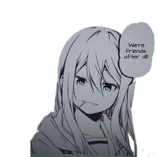 😬 We're friends, after all! garota anime, amizade, pirulito, desenho animado, fofo, mangá telegram sticker