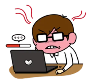 😡 โกรธ, หงุดหงิด, คอมพิวเตอร์, สำนักงาน, เครียด telegram sticker