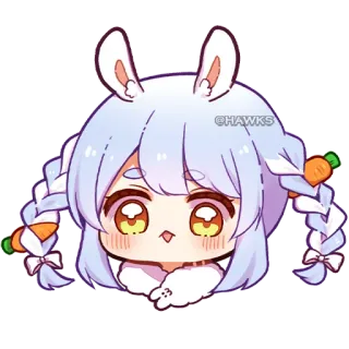😳 @HAWKS Anime, Coniglio, Carota, Kawaii, Carino, Cartone animato whatsapp sticker