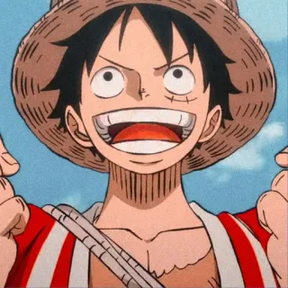 ☠ Monkey D. Luffy One Piece Anime, One Piece, Monkey D. Luffy, Cartoon, Piraat, Strohoed telegram sticker