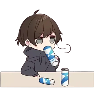 🍾 anime, drinking, tired, soda, cartoon telegram sticker