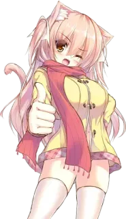 👍 Anime, Kocia dziewczyna, Słodkie, Kawaii, Kciuk w górę telegram sticker