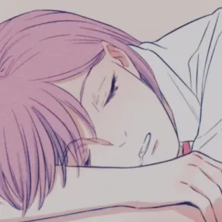 🍧 triste, piangendo, ragazza, stile anime, capelli rosa telegram sticker