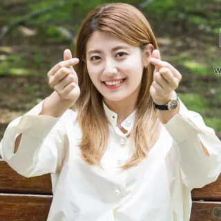 ❤️ woman, portrait, smile, hand gesture, outdoors, pretty, person telegram sticker
