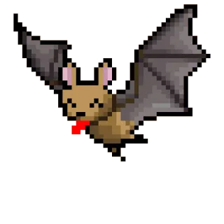 😜 bat, pixel art, cute, animal, flying mammal whatsapp sticker