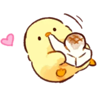 🤩 lindo, pollo, corazón, tostada, kawaii, comida, animal whatsapp sticker