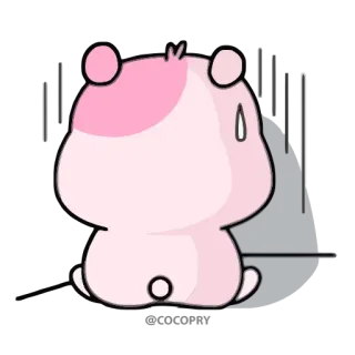 😔 хомяк, розовый, милый, животное, мультфильм, наклейка telegram sticker