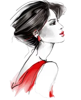 😊 mulher, moda, retrato, ilustração, arte, beleza, estilo, vermelho whatsapp sticker