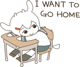 🙂 anime, cartoon, sleepy, student, school, desk whatsapp sticker