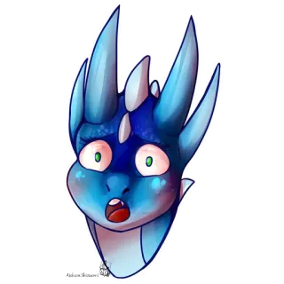 😓 naga, monster, fantasi, kartun, makhluk mitos, lucu, biru whatsapp sticker