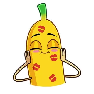 😘 plátano, fruta, marcas de beso, dibujos animados, comida, pegatina telegram sticker