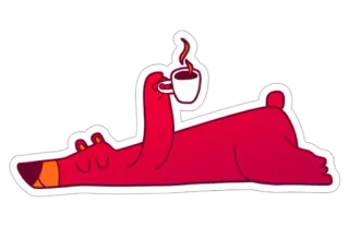 😒 bear, coffee, animal, relaxing, cute, cartoon, lazy, chill whatsapp sticker