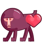 ❤️ monkey, animal, heart, butt, cartoon, love, primate, cute telegram sticker