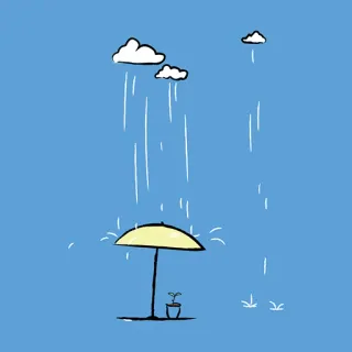 ☂️ parapluie, pluie, nuages, météo, plante, dessin whatsapp sticker