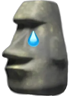 🗿 โมไอ, เกาะอีสเตอร์, อีโมจิ, ร้องไห้, เศร้า, หิน, น้ำตา telegram sticker