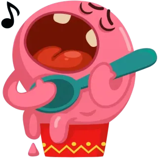 🎵 Мультфильм, Персонаж, Пение, Ложка, Музыка telegram sticker
