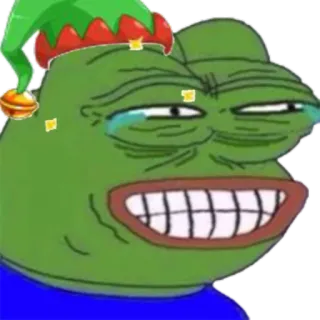 😂 Pepe the Frog Pepe si Katak, Natal, Topi Elf, Meme whatsapp sticker