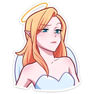 😐 天使, 卡通, 金发, 光环, 翅膀 telegram sticker