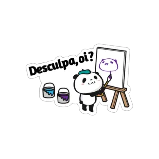 😕 Desculpa, oi? パンダ, アーティスト, 絵画, かわいい, 謝罪, 挨拶 telegram sticker