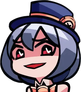 😈 anime, cartoon, hat, face, expression, character, funny whatsapp sticker