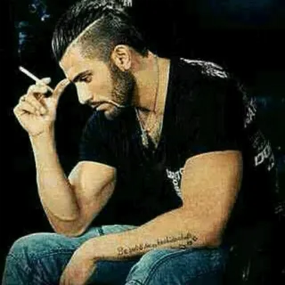 🚬 uomo, sigaretta, fumare, casual, ritratto, jeans, t-shirt telegram sticker