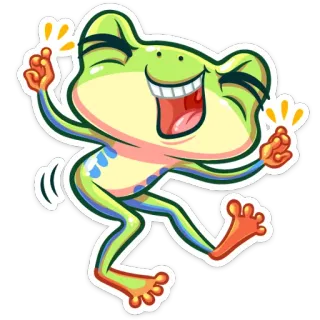 💃 rana, felice, cartone animato, animale, carino, festa, divertente, ballando telegram sticker