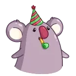🥳 коала, праздничный колпак, вечеринка, праздник whatsapp sticker