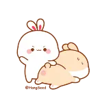 🍑 coniglio, carino, kawaii, cartone animato, animale whatsapp sticker