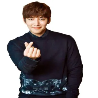 ❤ homme, coréen, sourire, coeur avec les doigts, acteur telegram sticker