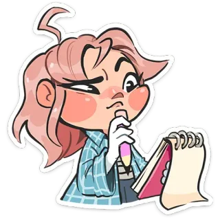 🤔 Zeichnung, Skizze, Cartoon, Künstler, Notizbuch, Nachdenken, Denken, Illustration telegram sticker