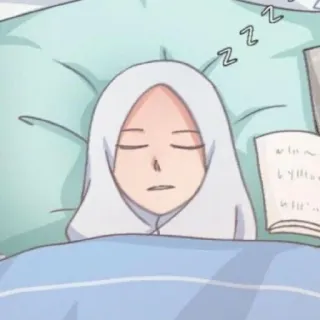 👑 睡眠, 睡觉, 疲劳, 穆斯林, 头巾, 休息 telegram sticker