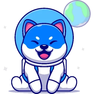 😊 dog, astronaut, space, cute, cartoon, puppy, earth whatsapp sticker