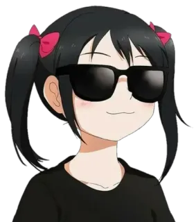 😎 ragazza anime, occhiali da sole, cool, cartone animato, divertente, carino telegram sticker