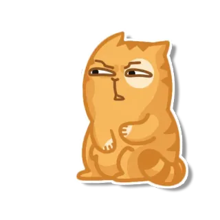 😒 gato, enojado, dibujo animado, naranja, divertido, meme telegram sticker