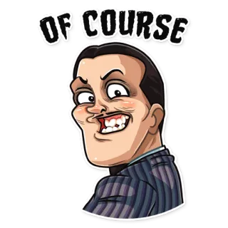 😬 OF COURSE Meme, Expresión facial, Dibujo animado, Sarcástico, Obvio telegram sticker