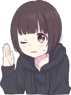 😓 animé, fille, salut, mignon, dessin animé, emoji, autocollant whatsapp sticker
