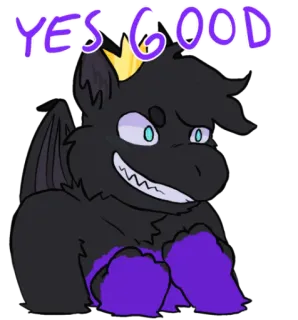 🧁 YES GOOD dragón, dibujos animados, corona, positivo, animal, peludo telegram sticker