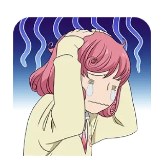 😖 Anime, Chorando, Triste, Chateado/a, Estressado/a, Cabelo rosa, Mangá, Feminino whatsapp sticker