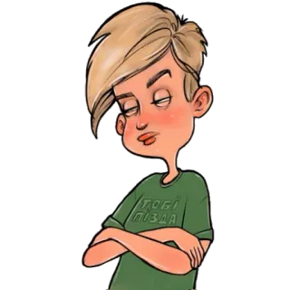 😑 Тобі ПІЗДА kartun, rambut pirang, marah, menyinggung telegram sticker