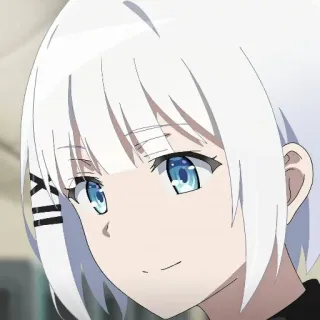 🙂 anime, girl, white hair, blue eyes telegram sticker
