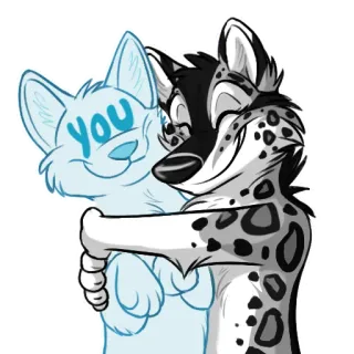 🤗 YOU Furry, Anthro, Abraço, Animal, Amizade, Fofo, Desenho animado telegram sticker