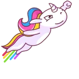🦸‍♂️ unicorn, pelangi, terbang, makhluk mitos, kartun, stiker, sihir telegram sticker
