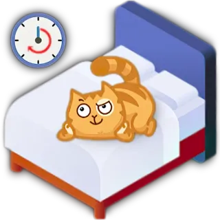 ⏱ gato, cama, dormir, relógio, preguiçoso, desenho animado telegram sticker