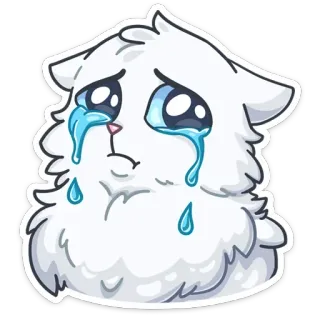 😭 sad, crying, cat, cute, tears, emoji, white telegram sticker